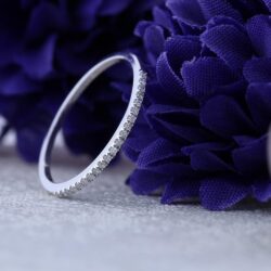 Dazzlingrock Collection 0.08 Cttw Round White Diamond Minimalist Stackable Wedding Band for Women in 10K Solid Gold - Image 3