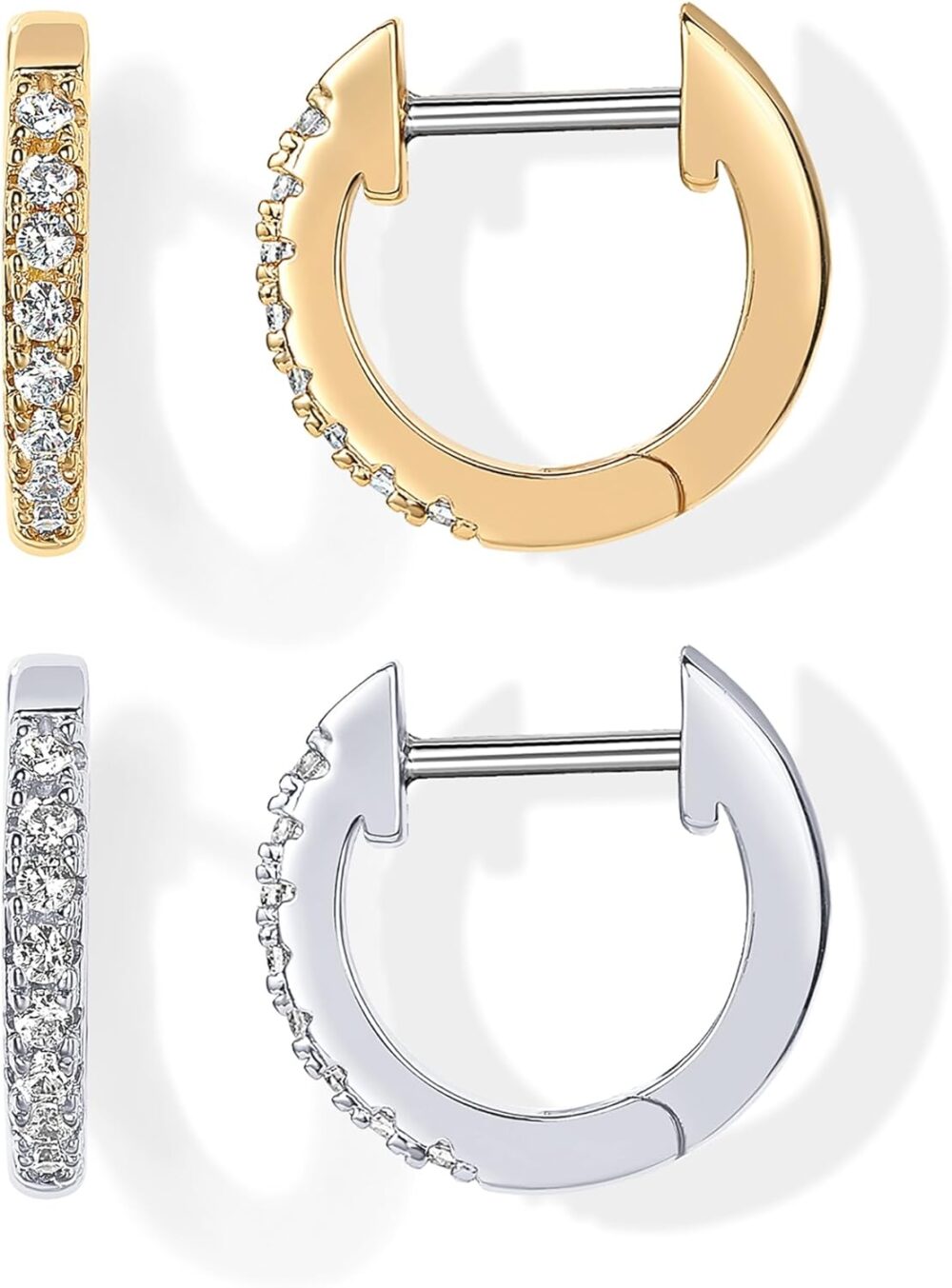 PAVOI 14K Gold Plated Cubic Zirconia Cuff Earrings Huggie Stud