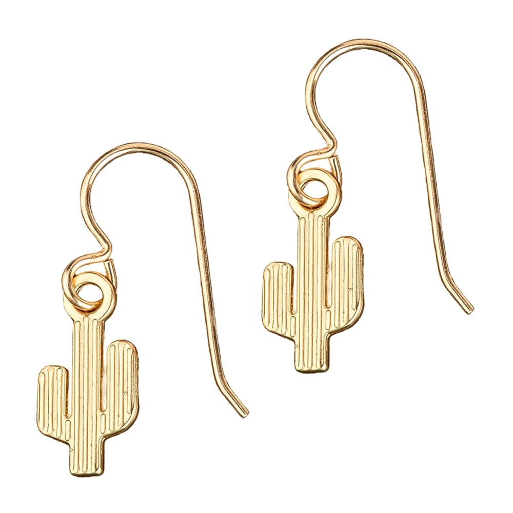 Gold Bohemian Boho Dangle Drop Earrings | (Gold Bohemian Cactus) - Image 9