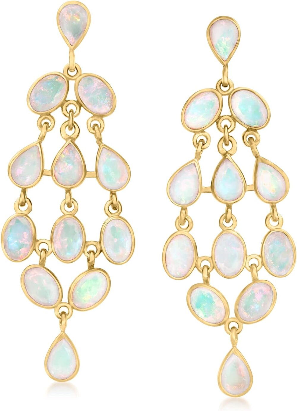 Ross-Simons Ethiopian Opal Chandelier Earrings in 18kt Gold Over Sterling