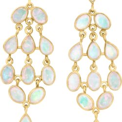 Ross-Simons Ethiopian Opal Chandelier Earrings in 18kt Gold Over Sterling