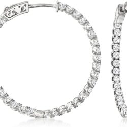 Ross-Simons 3.30 ct. t.w. CZ Inside-Outside Hoop Earrings in Sterling Silver