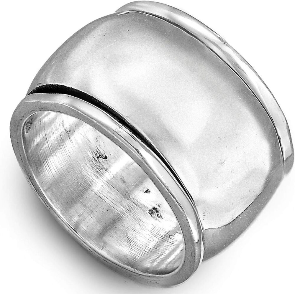 Boho-Magic 925 Sterling Silver Spinner Ring for Women Fidget Ring Band Wide Dome Ring