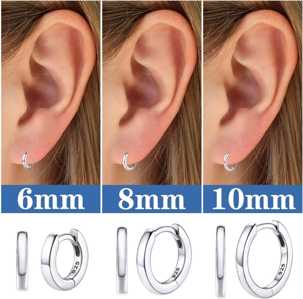 10mm Simple Hoop Earrings Women Minimalist Huggie Hoops Solid Silver Polishing Sleeping Ear Charms - Image 3