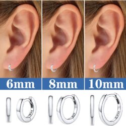 10mm Simple Hoop Earrings Women Minimalist Huggie Hoops Solid Silver Polishing Sleeping Ear Charms - Image 3