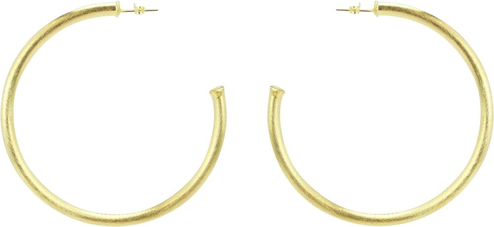 Everybody's Favorite Large 2.5 Inch Tubular Lightweight Statement Hoop Earrings in Brush Gold Plated - Image 3