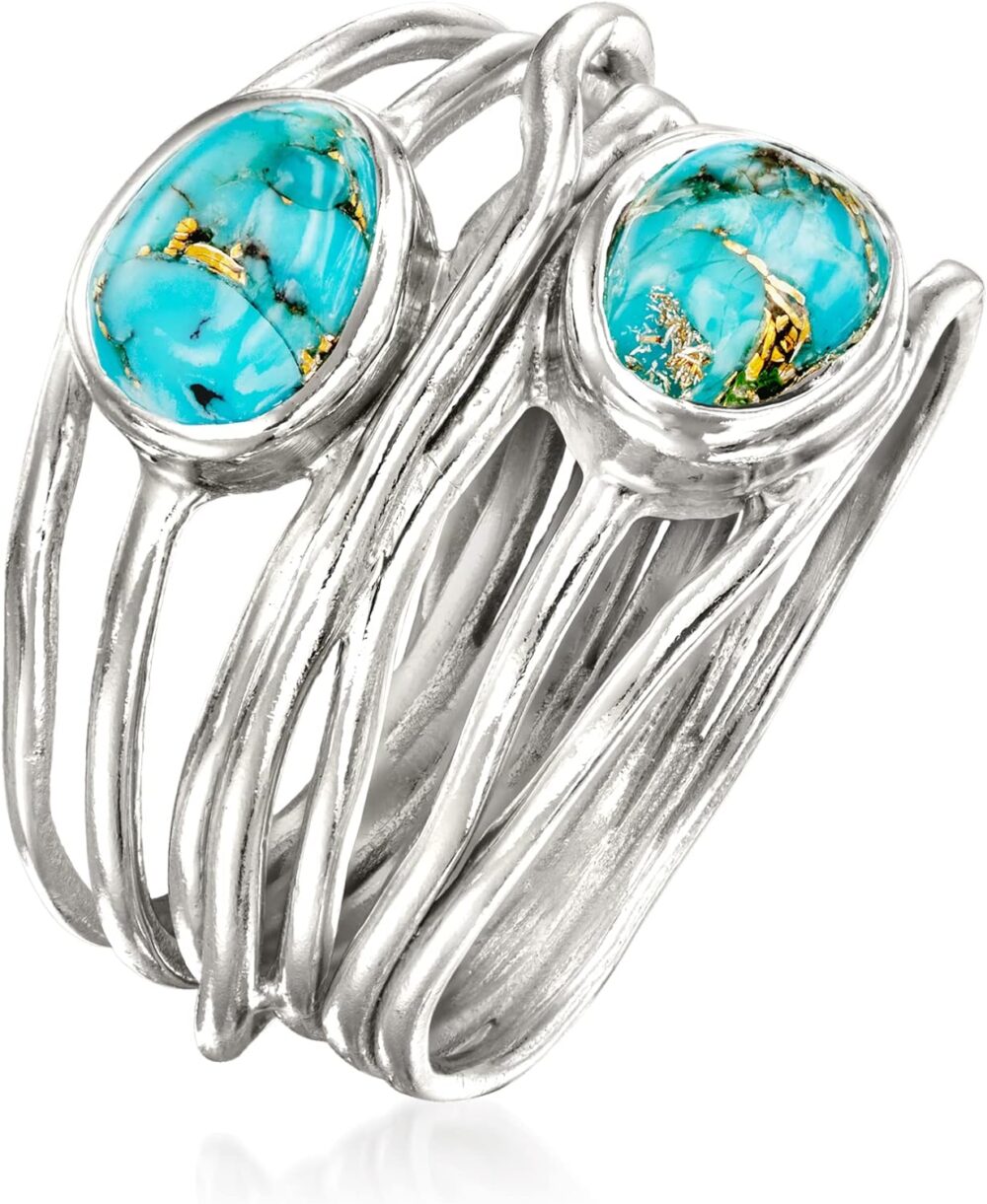 Ross-Simons Turquoise Highway Ring in Sterling Silver - Image 3