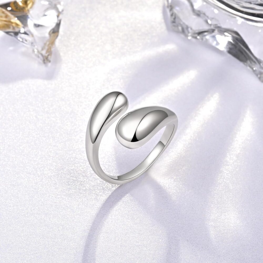 925 Sterling Silver Ring Inspirational Jewelry adjustable Wrap Open Rings for Women Girls - Image 3