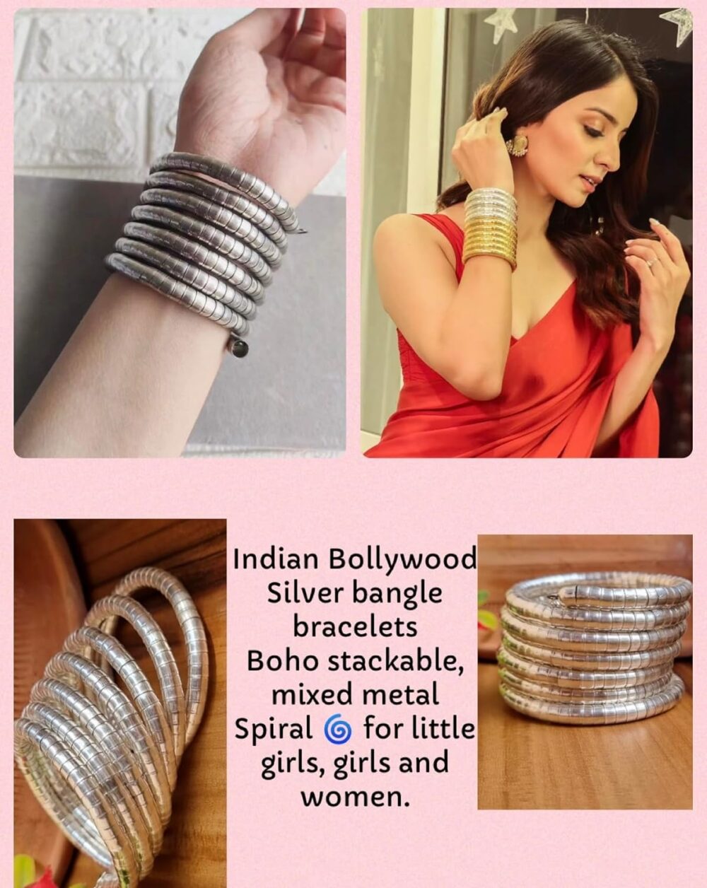 Trendy Gold Silver Bangle Bracelets Girls, Women, Little Girls Multi Layer Stackable Star Statement Bracelets Boho Jewelry Women/Spiral Cuffs Bangel (Set of 12) Golden Silver Tone, Bangles for Women Indian Jewelry Return Favors, Gifts for Her - Image 6