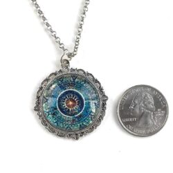 Blue Mandala Necklace - Bohemian Pendant for Women - Handmade Meditation Jewelry - Image 2