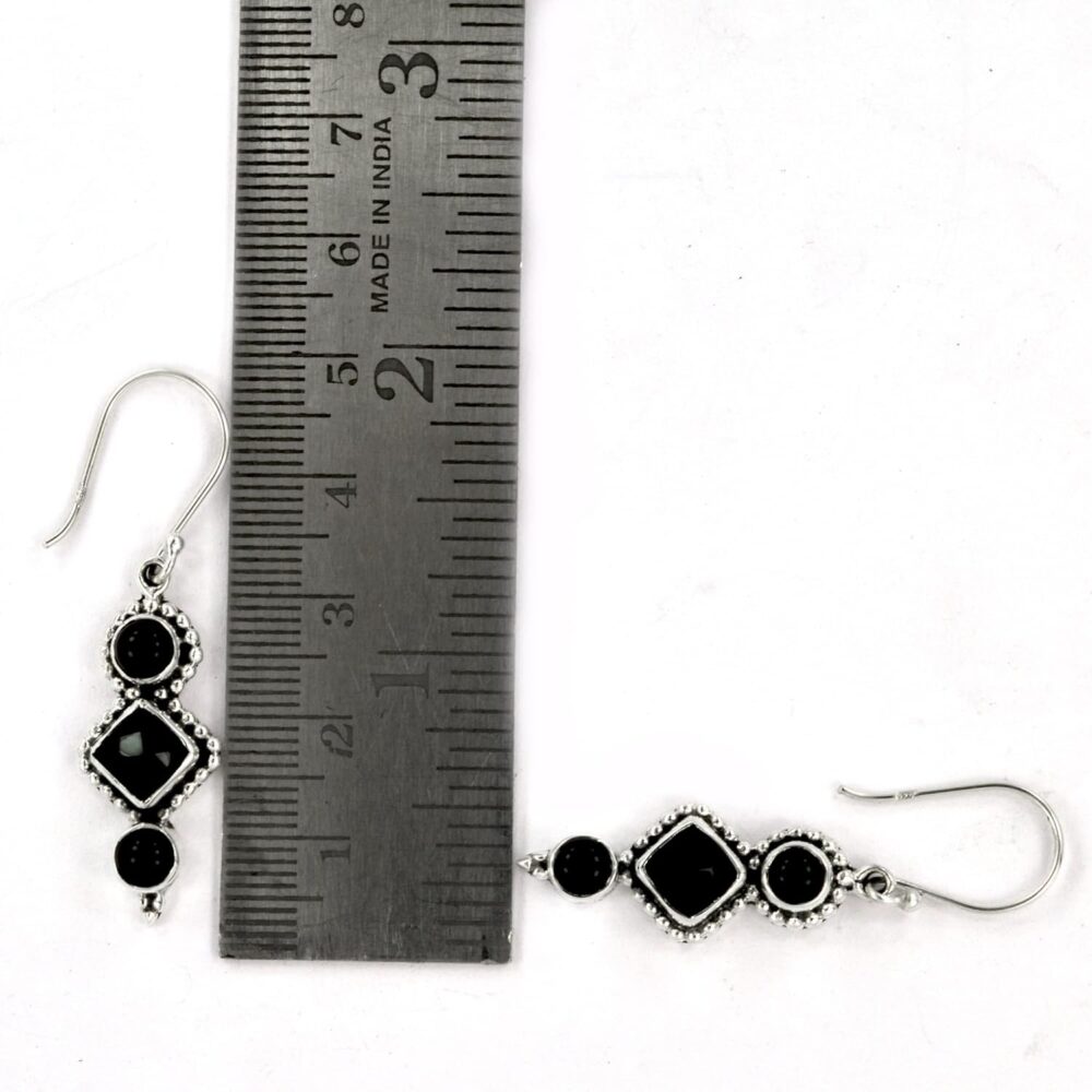 Genuine Black Onyx Bezel Earrings 925 Sterling Silver Dainty Filigree Dangle Earrings for Women Bohemian Handmade Jewelry Birthstone Elegant Minimalist Bridal Earrings Christmas Day Gift for Her - Image 5