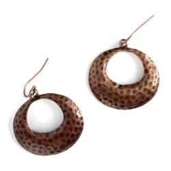 Hammered Hoop Copper Dangle Earrings Boho Bohemian - Image 6