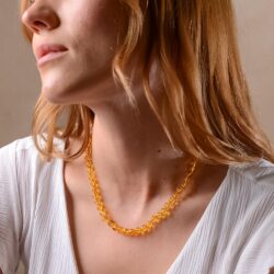 Amberistan Honey Amber Necklace for Women with 18K Gold Plated Silver Clasp - 17inch + 2inch Extender- HandMade from Baroque Amber Beads (Honey) - Image 4