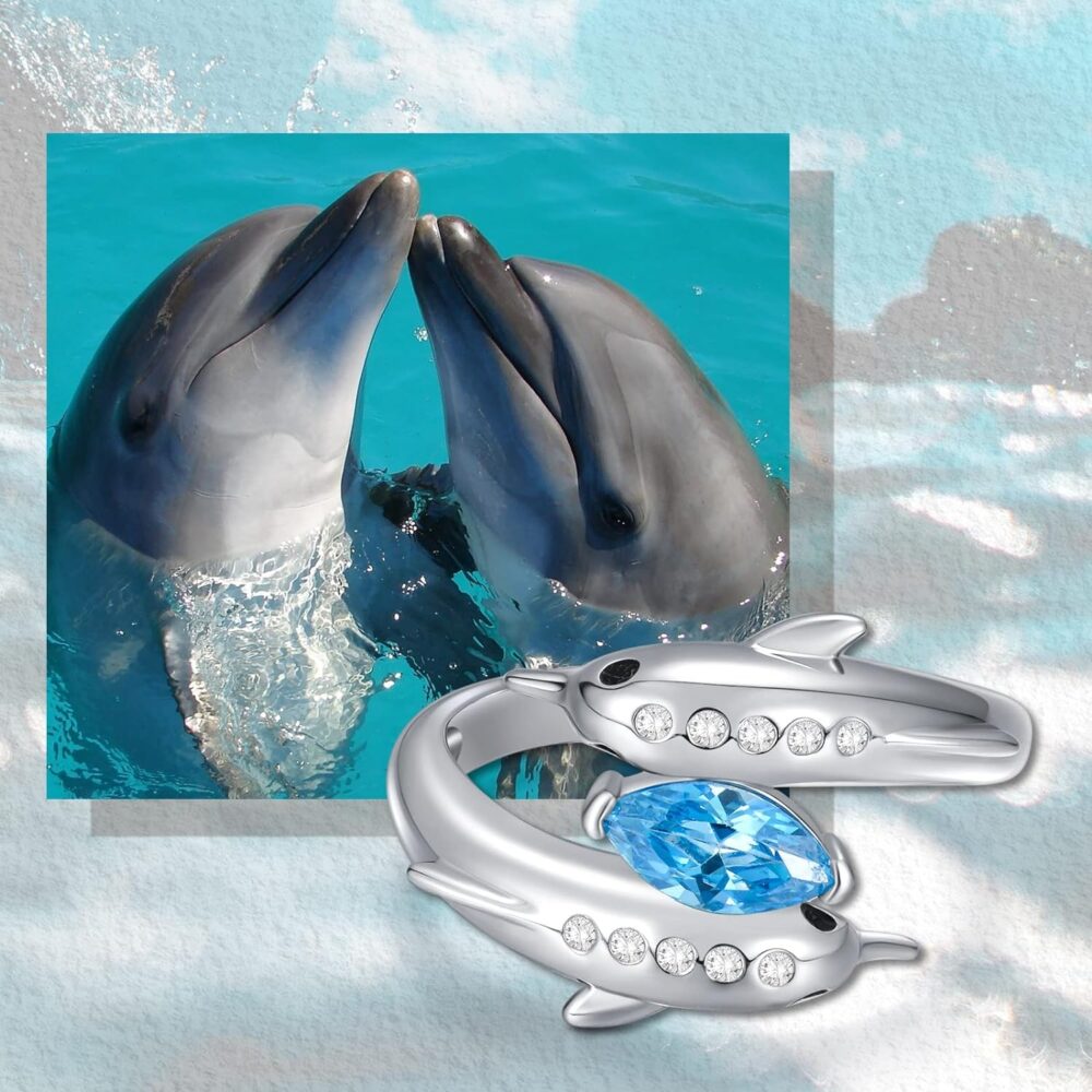 Minimalist Dolphins Ring S925 Sterling Lovely Double Dolphin Finger Rings for Teen Girls Dolphins Jewelry for Women Daughter - Image 4