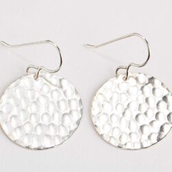 Hammered Disc Dangle Earrings | Large Round Circle Textured Drop Earrings in Silver, Gold, or Rose Gold (Sterling Silver) - Image 3