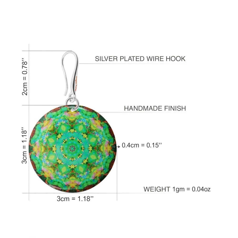 Handmade Big Mandala Oval Round Lightweight Dangle Earrings for Women (Green Lime) - Image 2