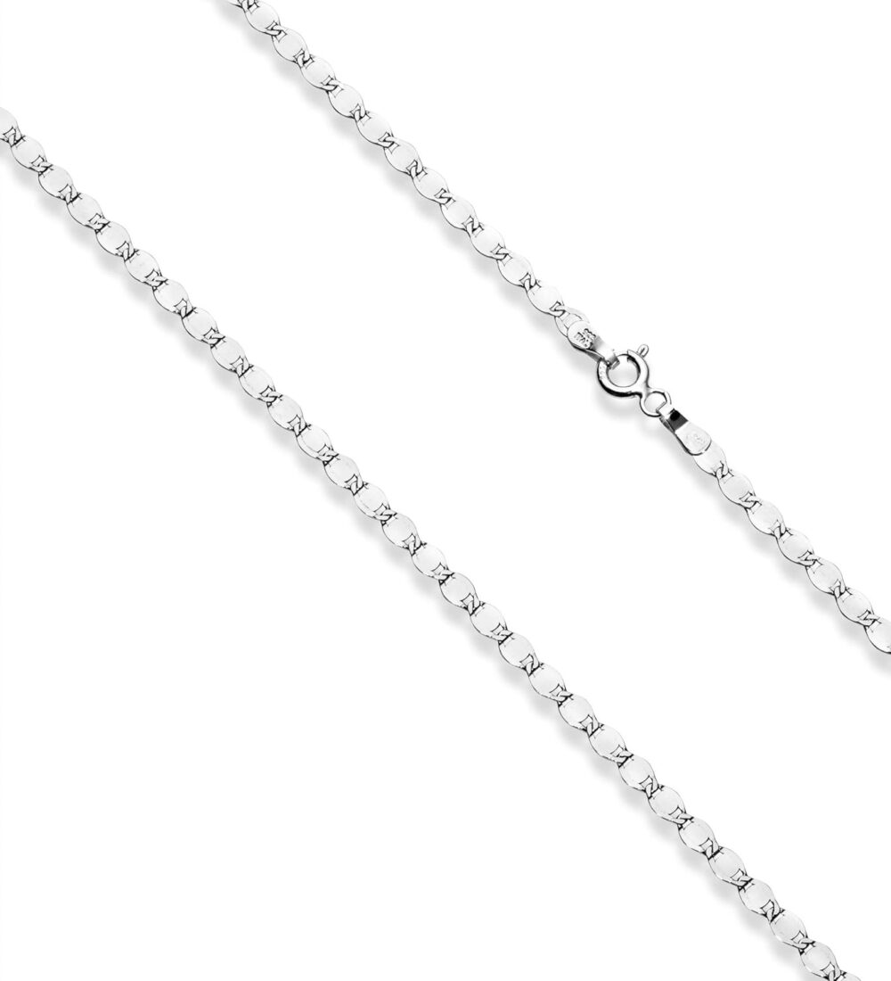 Miabella 925 Sterling Silver Figaro, Beaded Singapore, Sparkle, Cuban Link Chain, Adjustable Choker Necklace for Women Made in Italy - Image 2