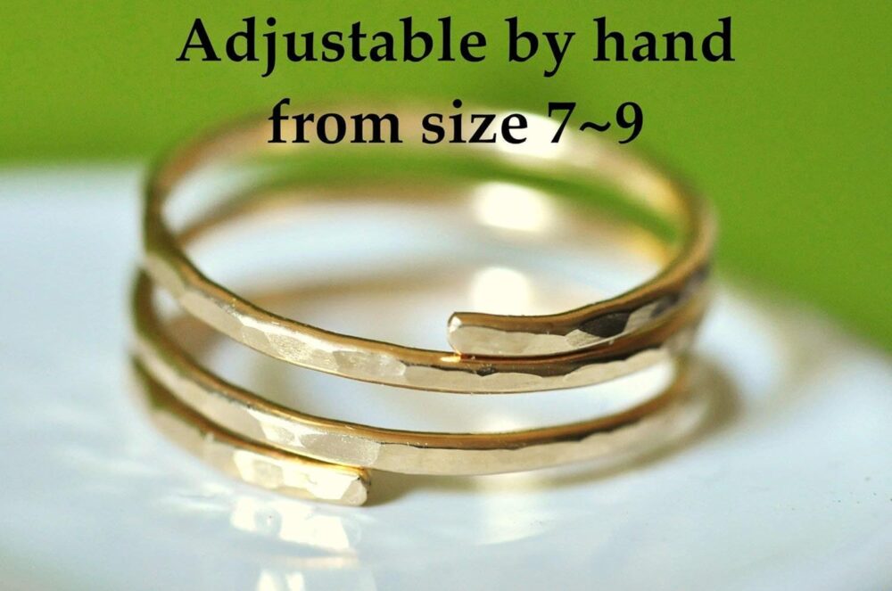 14k gold filled Adjustable wire wrap ring, thumb ring, pregnancy ring, Handmade in USA by Mu-Yin Jewelry (MEDIUM size 8) - Image 3