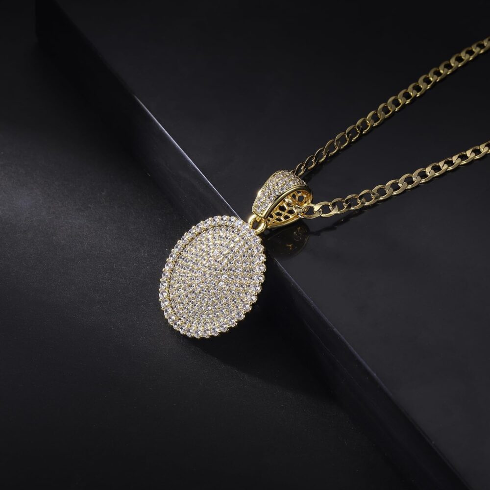 Gemsme 18K Gold Plated Full Cubic Zirconia Disc Pendant Necklace for Women Elegant Minimalist CZ Round Pendant Chain Necklace Jewelry 16/18/22Inch - Image 3