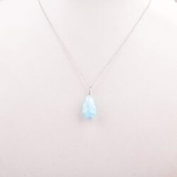 Natural Larimar Necklace Pendant Rhodium Plated 925 Sterling Silver, Teardrop Gemstone Necklace, Artisan Pendant, Silver Jewelry, Silver Wire, Dainty Pendant, Gift Her - Image 6