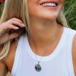 Sterling Silver Turquoise Stone Abalone Mother of Pearl Necklaces for Women - Tree of Life Necklace - Heart Pendant Necklaces - Unique Jewelry Gifts for Women - Gifts for Mom - Image 3