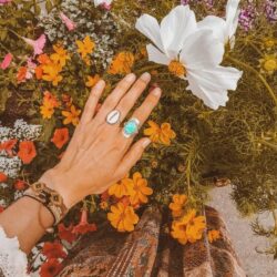 Boho-Magic Sterling Silver Larimar Ring for Women Oval Gemstone Boho jewelry - Image 3