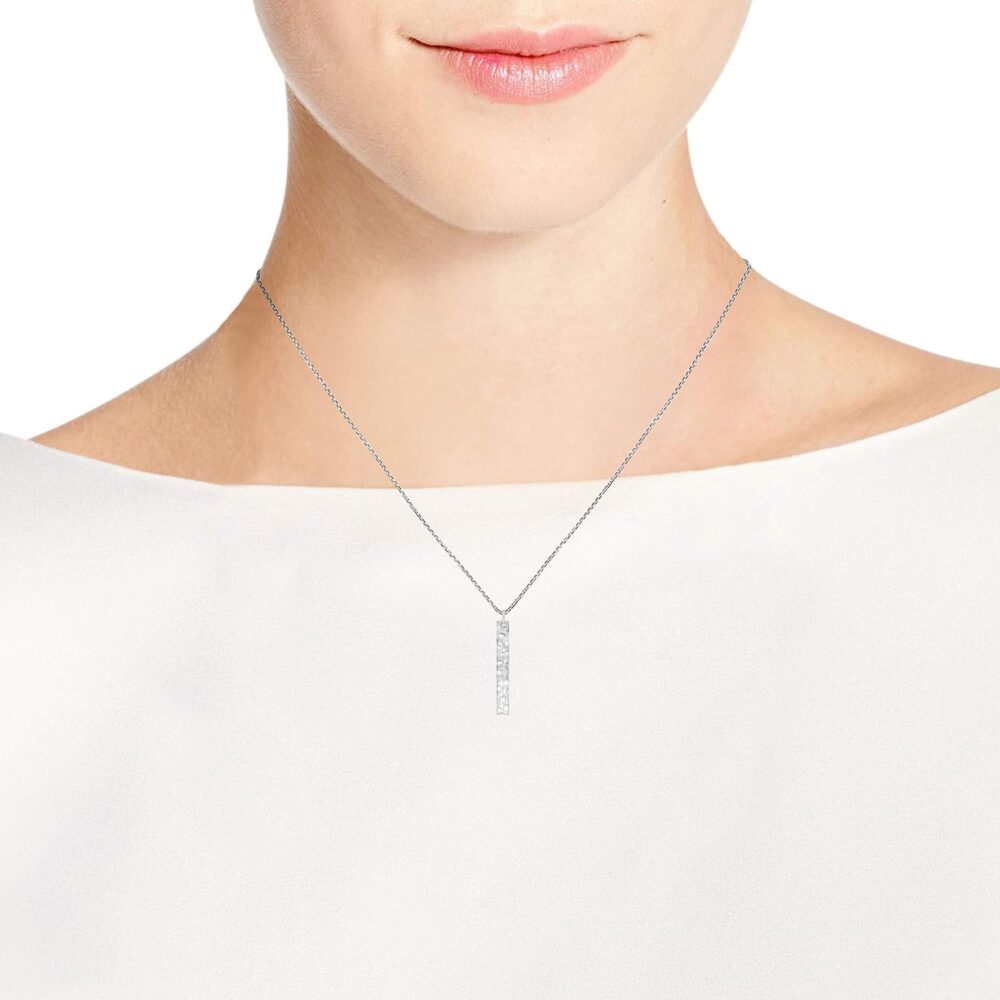 AeraVida Minimalist Hammered Vertical Bar in 925 Sterling Silver Pendant Necklace | Casual Everyday Jewelry | 18 inch - Image 6