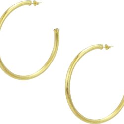 Everybody's Favorite Large 2.5 Inch Tubular Lightweight Statement Hoop Earrings in Brush Gold Plated