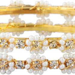 Efulgenz Indian Style Bollywood Traditional Faux Pearl Stone Wedding Bracelet Bangle Set Jewelry - Image 6