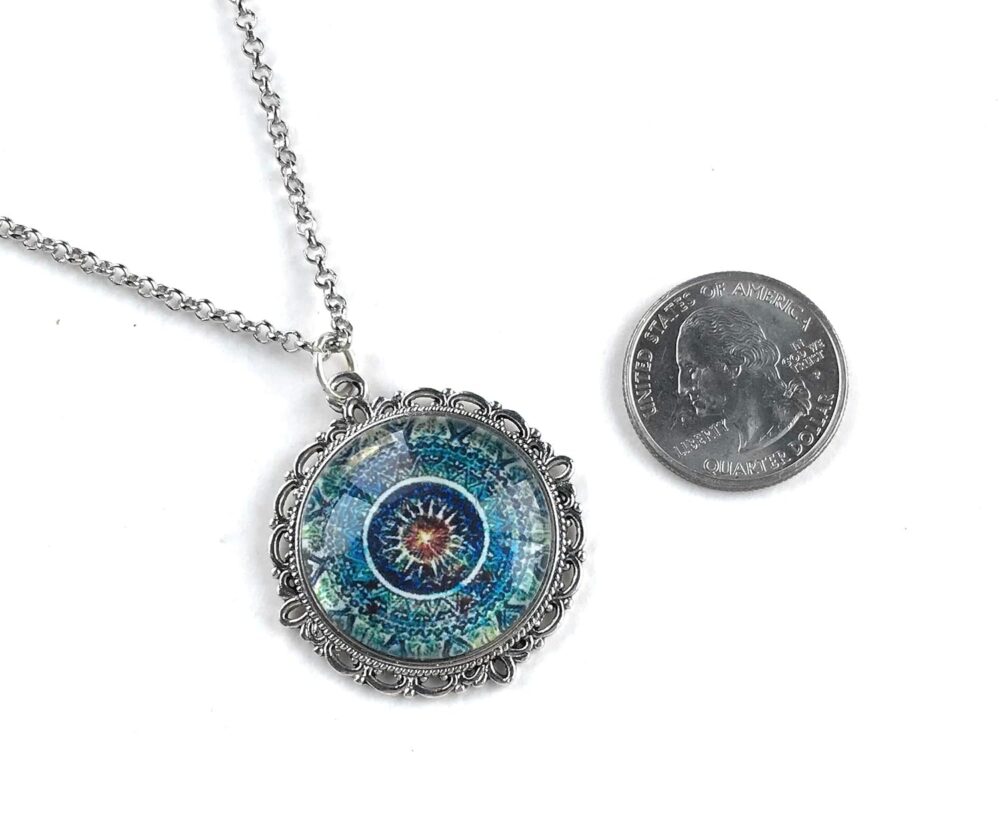 Blue Mandala Necklace - Bohemian Pendant for Women - Handmade Meditation Jewelry - Image 5