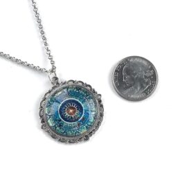 Blue Mandala Necklace - Bohemian Pendant for Women - Handmade Meditation Jewelry - Image 5