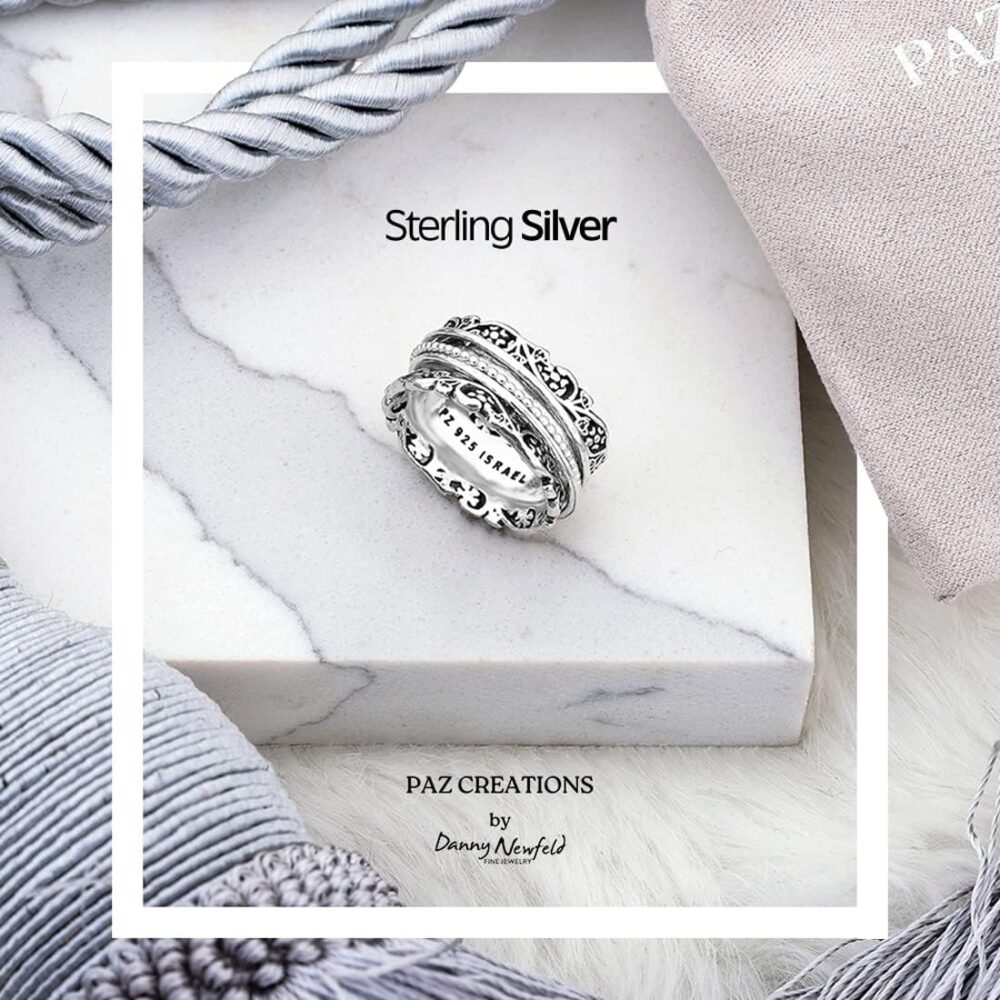 925 Sterling Silver Spinner Ring for Woman by Paz Creations, Fidget Rings Hand Crafted, Anxiety Ring for Women, Vintage Rings for Women with 1 Year Warranty - Image 5
