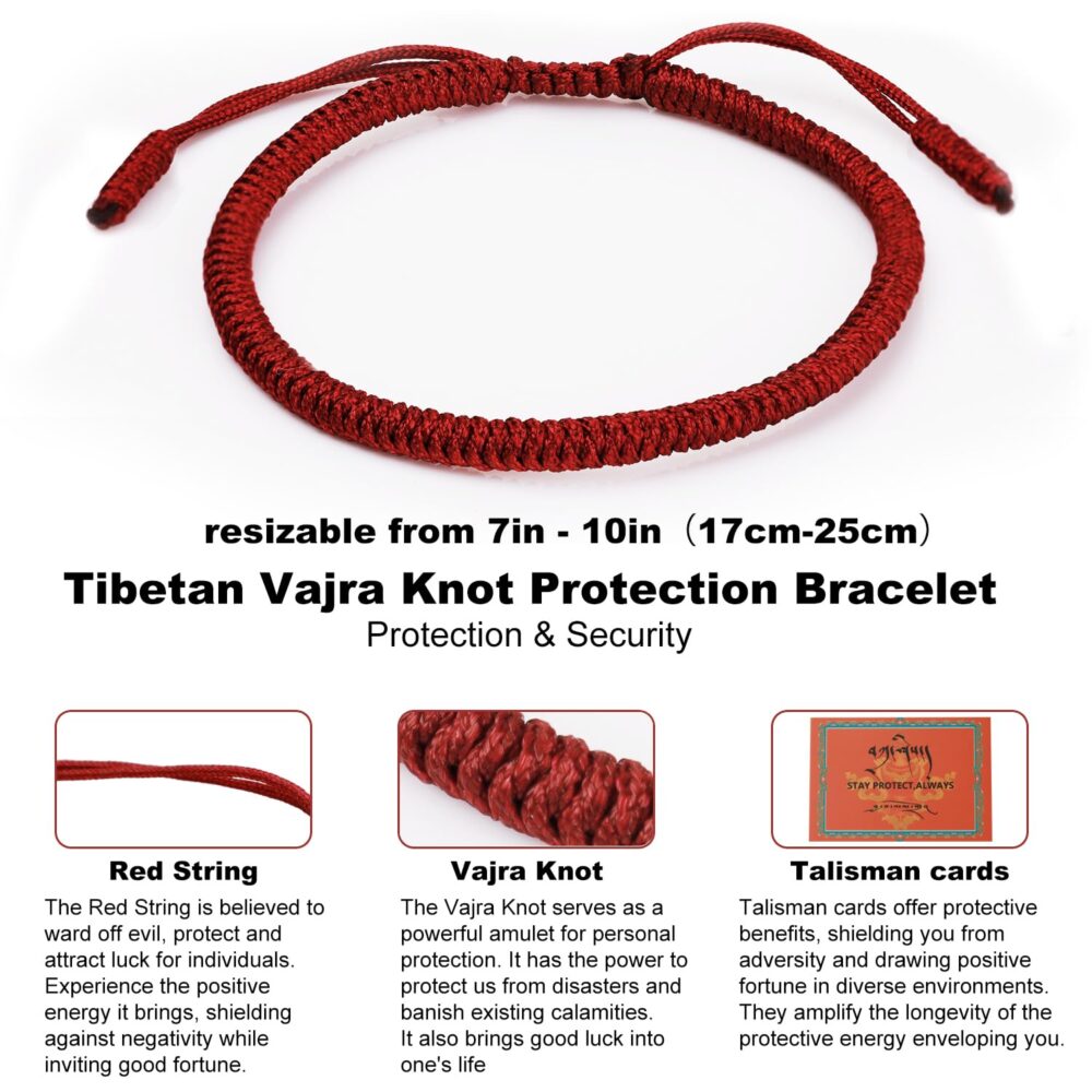 Authentic blessed Tibetan monks handmade Dorje Knot protection bracelet for women and men with a talisman.bracelet rope-gifts for women and men-protection jewelry - Image 2