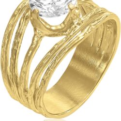 14K Gold Over Sterling Silver Statement Rings With 3.40 TCW Floating Cubic Zirconia, Wire Wrap Ring, Dainty Gold Rings, Gifts For Women, Aesthetic Jewelry, Rings For Women, Gold Jewelry For Women