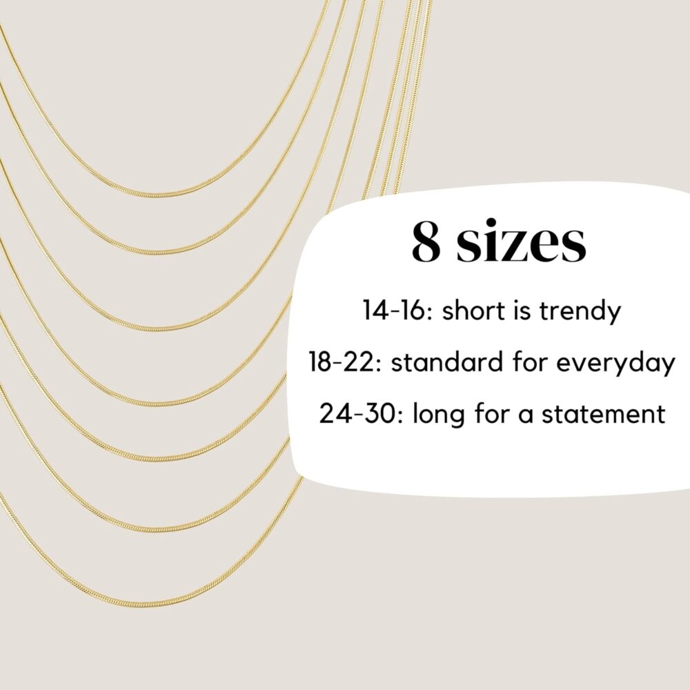 KISPER 24k Gold Snake Chain Necklace – Thin, Dainty, Gold Plated Stainless Steel Jewelry for Women & Men with Lobster Clasp - Image 8