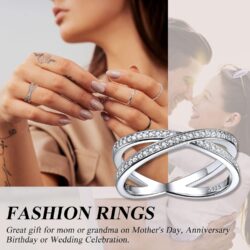 Bestyle Simple S925 Sterling Silver Infinity Knot Rings Cubic Zirconia Rings, Nice Cute BFF Friendship Rings, Dainty Eternity Promise Wedding Bands Perfect Every Day Ring, Size 4-12, Words Engavable - Image 4