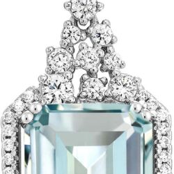 Gem Stone King 925 Sterling Silver Sky Blue Simulated Aquamarine Necklace | Emerald Cut 14X10MM Pendant Necklace for Women | 7.24 Cttw | with 18 Inch Silver Chain