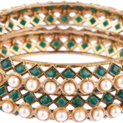 Efulgenz Beaded Bangles Faux Pearl Antique Boho Kundan Bangle Crystal Bracelet Bridal Wedding Party Statement Jewelry for Women - Image 7