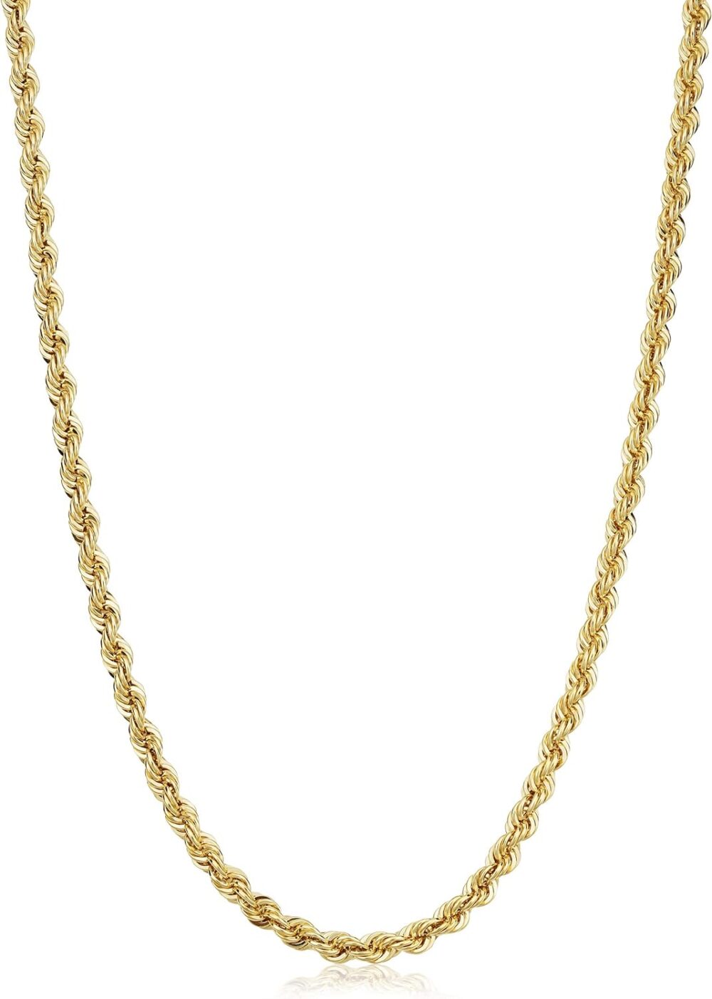 Kooljewelry Solid 14k Yellow Gold Filled Rope Chain Necklace for Men and Women (2.1 mm, 3.2 mm, 4.2 mm or 6 mm)