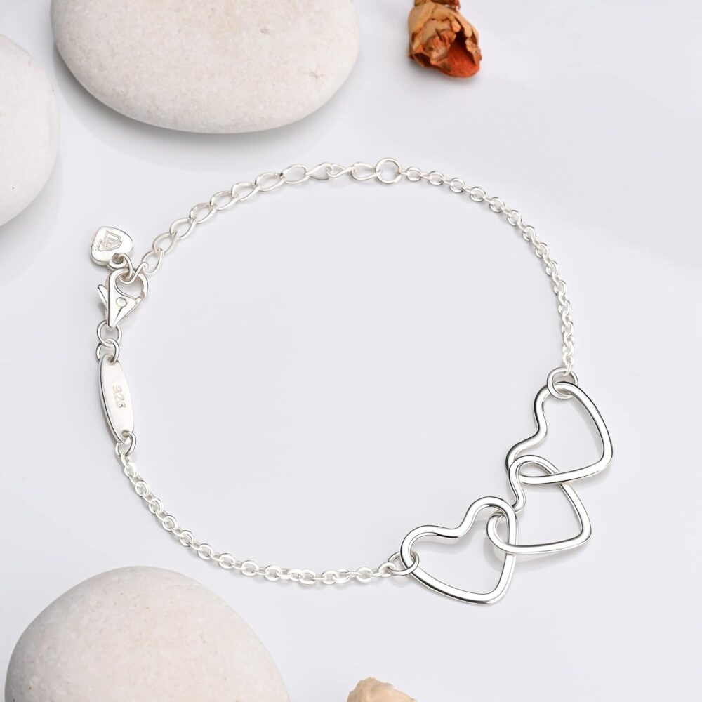 Cute Friendship Bracelets for Women, Minimalist Open Heart Bracelet Sterling Silver, Matching Bff Friendship Bracelets for Sisters - Image 4