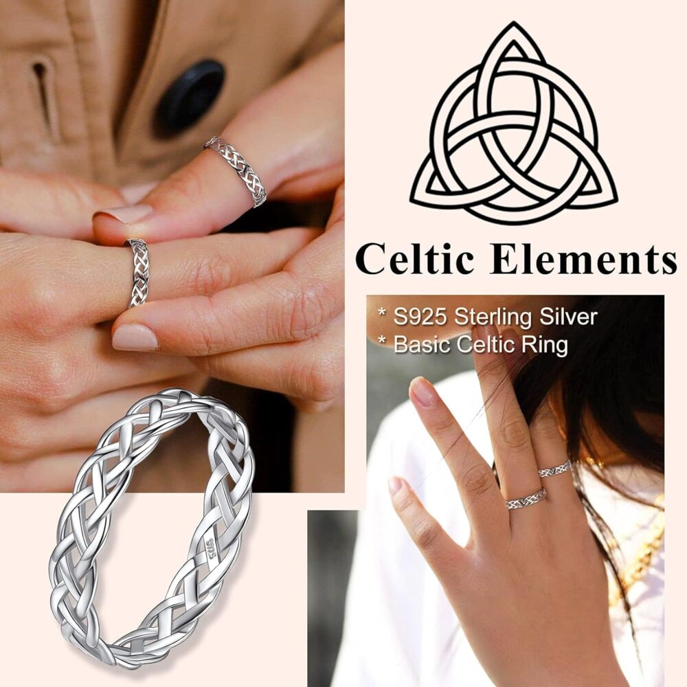 Suplight 925 Sterling Silver Trinity Celtic Knot Band Ring, 5mm 8mm Irish Celtic Finger Ring for Women Men Size 4-13 (with Gift Box) - Image 5