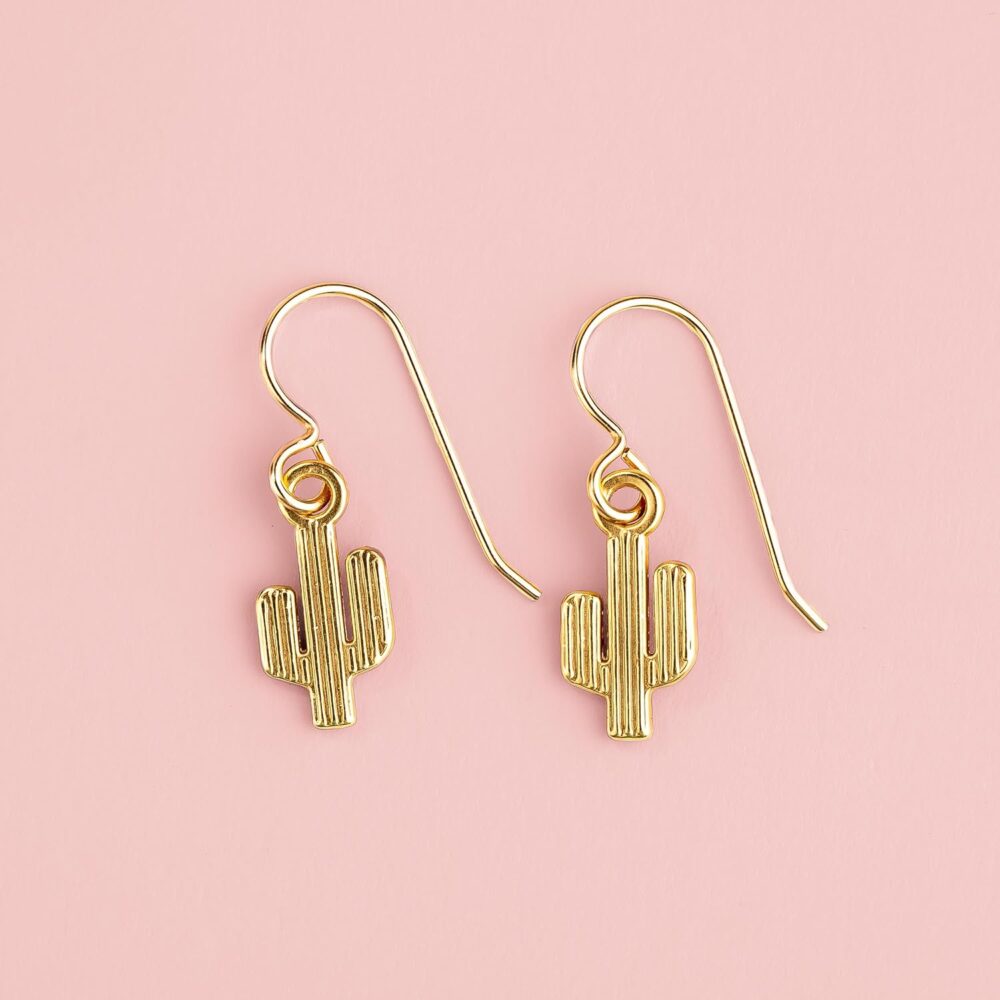 Gold Bohemian Boho Dangle Drop Earrings | (Gold Bohemian Cactus) - Image 8