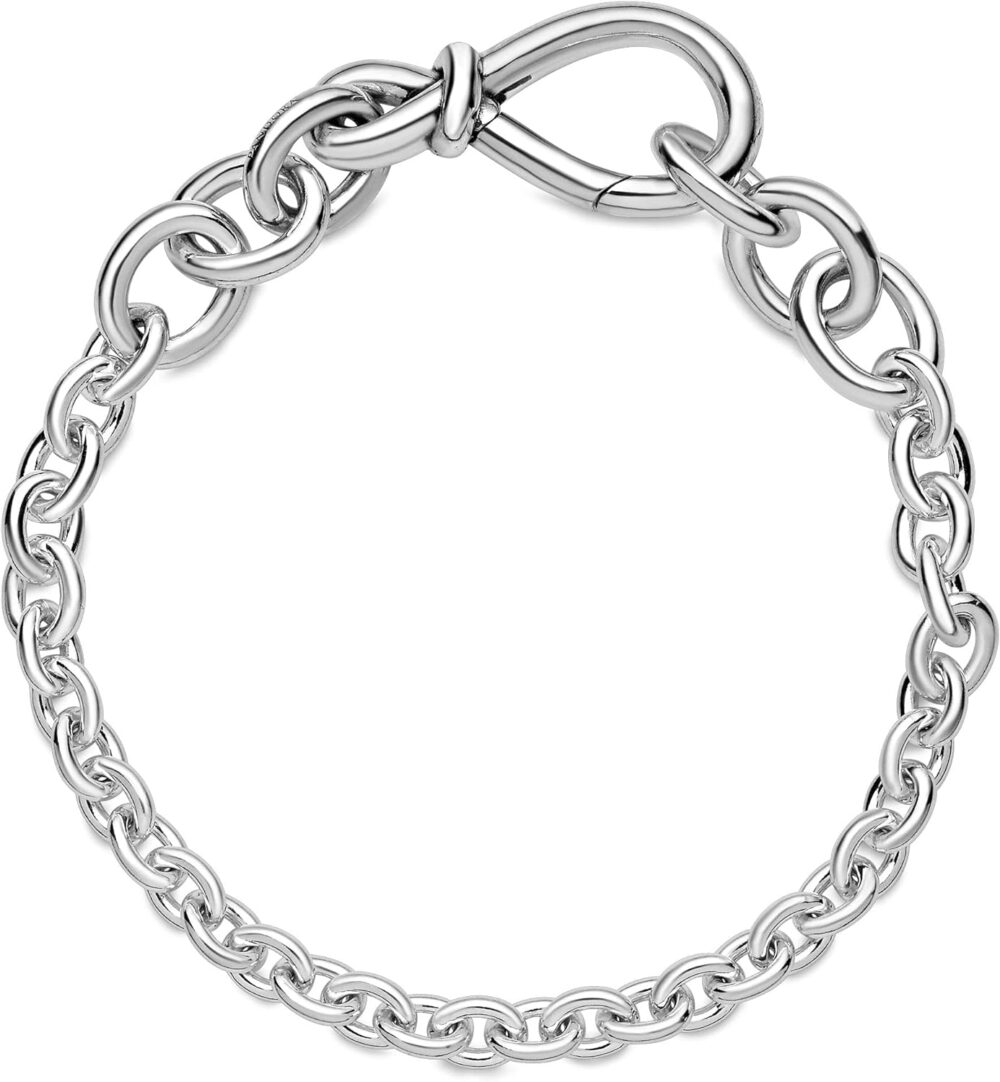 Pandora Chunky Infinity Knot Chain Bracelet 925 Sterling Silver Charm Bracelet - Image 4