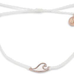 Pura Vida Silver or Rose Gold Mother of Pearl Wave Bracelet - 100% Waterproof, Adjustable Band