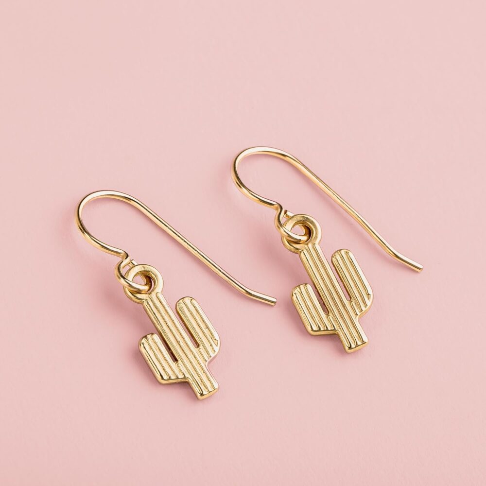 Gold Bohemian Boho Dangle Drop Earrings | (Gold Bohemian Cactus) - Image 5