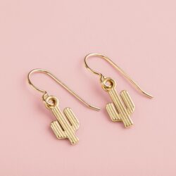 Gold Bohemian Boho Dangle Drop Earrings | (Gold Bohemian Cactus) - Image 5