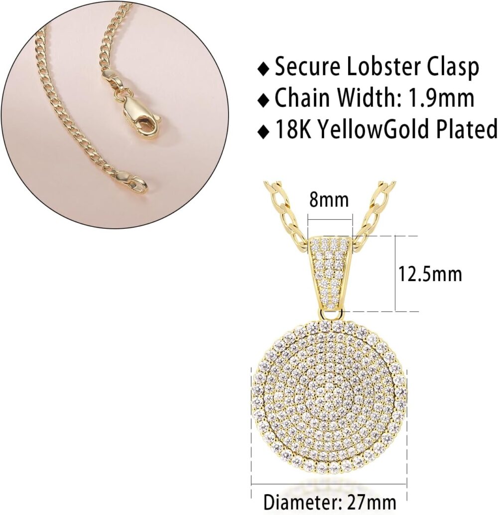 Gemsme 18K Gold Plated Full Cubic Zirconia Disc Pendant Necklace for Women Elegant Minimalist CZ Round Pendant Chain Necklace Jewelry 16/18/22Inch - Image 4