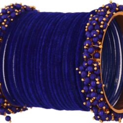 Efulgenz Indian Bangle Set Faux Pearls Beads Plain Velvet Bracelet Bangle Jewelry for Women - Image 6