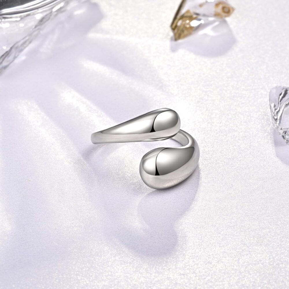 925 Sterling Silver Ring Inspirational Jewelry adjustable Wrap Open Rings for Women Girls - Image 4