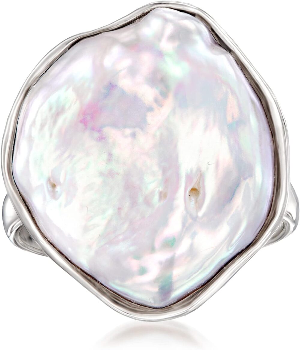 Ross-Simons 20x16mm Cultured Keshi Pearl Ring in Sterling Silver